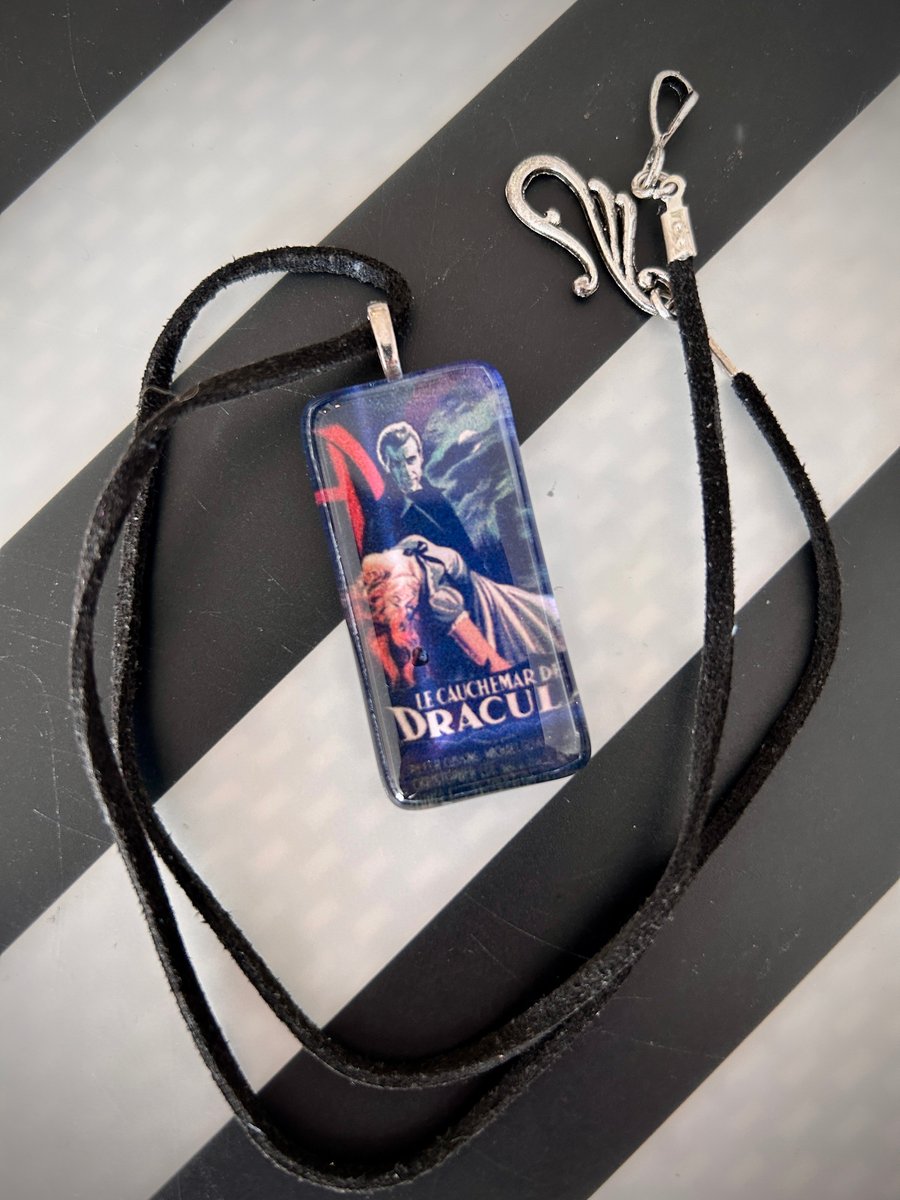 Dracula Horror Movie Poster Glass Tile Necklace