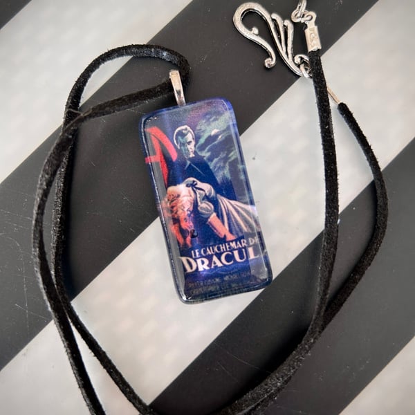 Dracula Horror Movie Poster Glass Tile Necklace
