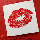 Handprinted LIP PRINT Valentine's Day Card