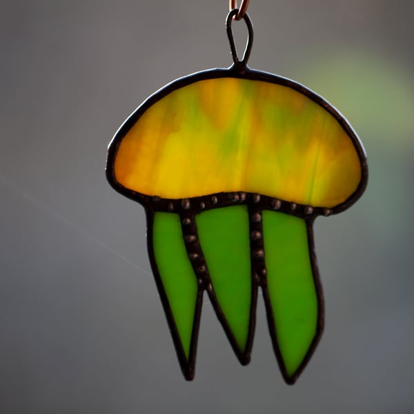 Stained Glass Suncatcher Colourful Jellyfish Wall or Window Hanging
