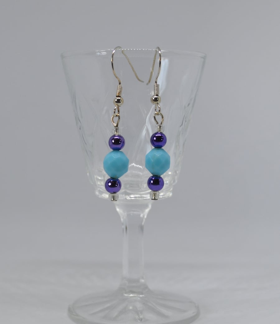 Acrylic Blue and Purple Earrings