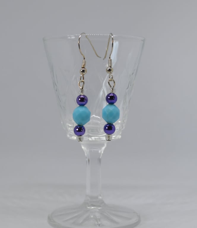 Acrylic Blue and Purple Earrings
