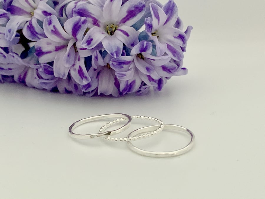 Set of 3 sterling silver stacking rings 