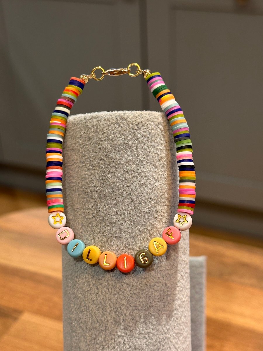 Unique Handmade bracelet with charms - wordy dilligaf