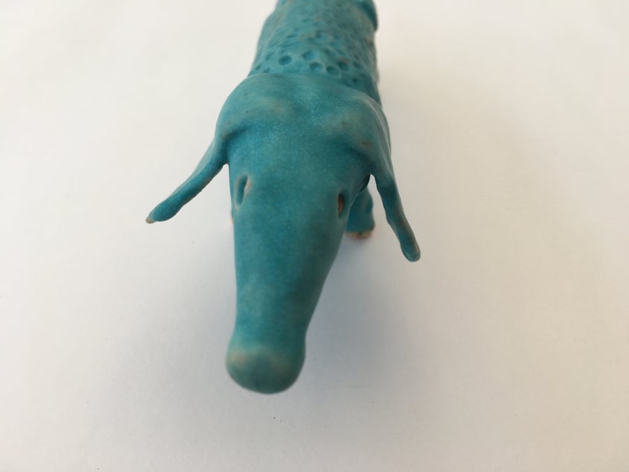 Sausage dog, handmade pottery, dachshund sculpture, gift idea