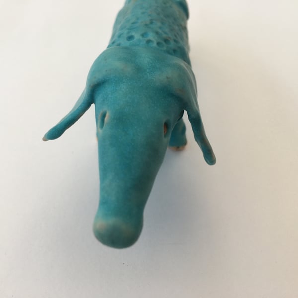 Sausage dog, handmade pottery, dachshund sculpture, gift idea