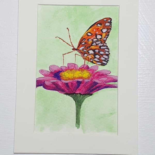 Original painting Butterfly on flower 