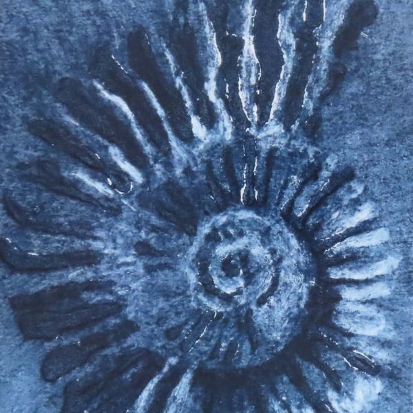Ammonite fossil card from an original collagraph print jurassic coast cello free
