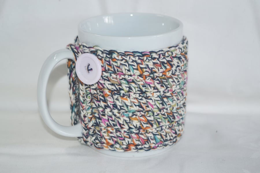 Crochet Mug Cosy Mug Wrap Mug Hug Multicoloured 100% Cotton Hygge OOAK Ver. 34