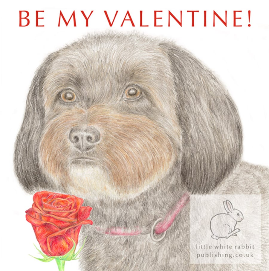 Min the Poodle Cross - Valentine Card