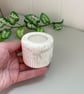 Brown and White Marbled Tealight Holder – Handmade Ribbed Ceramic Candle Votive - Image 3