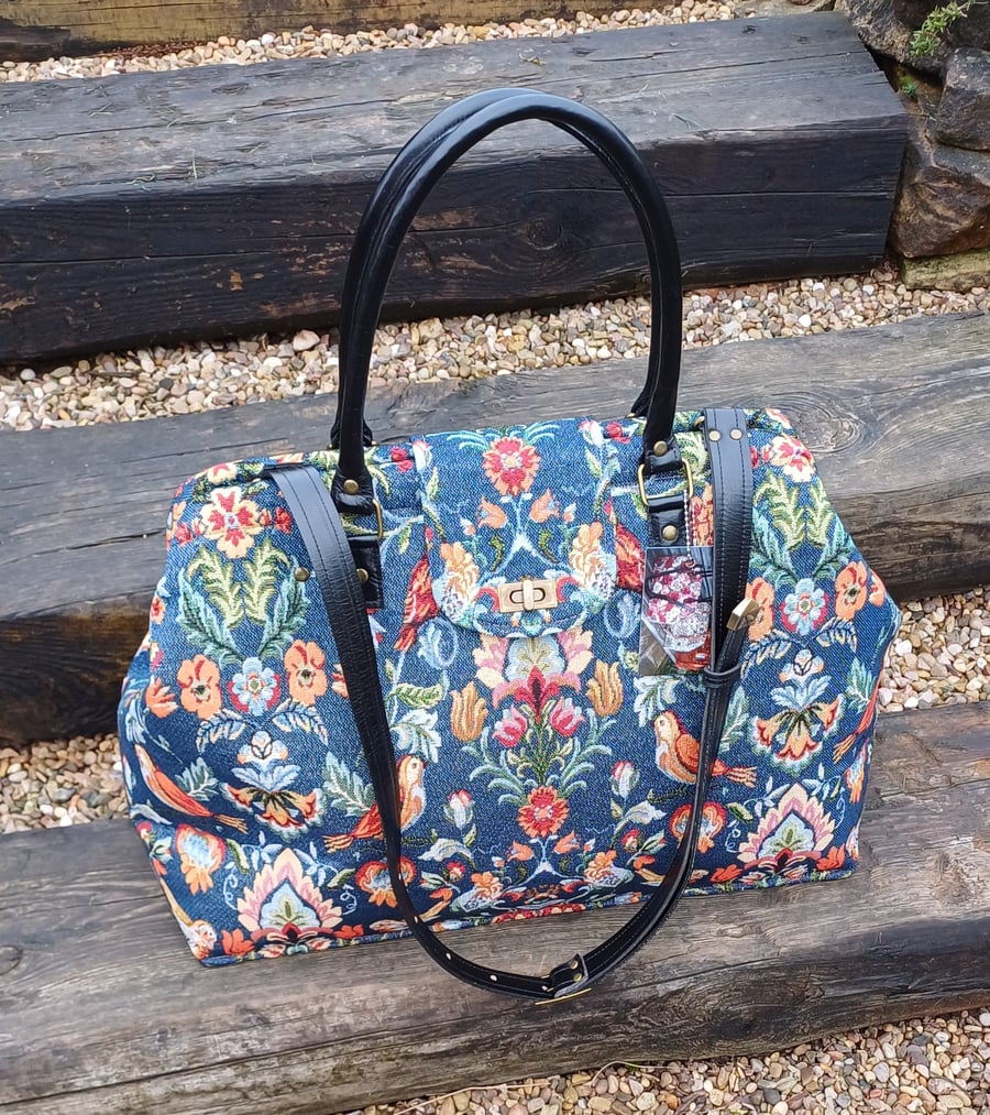 Carpet Bag William Morris Mary Poppins style weekend bag over night bag