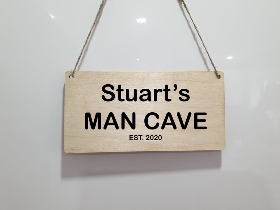 Wall Hanging Man Cave Sign Personalised Plaque Custom Bar Sign Dad's Garage