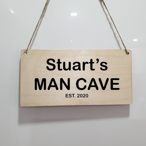 Wall Hanging Man Cave Sign Personalised Plaque Custom Bar Sign Dad's Garage