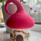 Mushroom Fairy Cottage Pincushion 