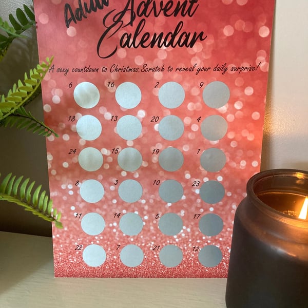Adult Advent Calendar,Sexy Advent Scratch Card A4 Calendar,Countdown 2 Christmas