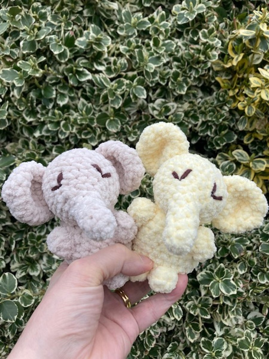 Sleepy Elephant Crochet Soft Toy Plushie Gift