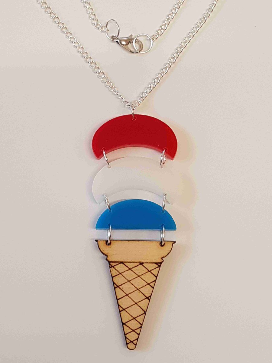 British Seaside Ice Cream Retro Necklace - Acrylic