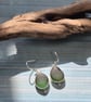 Olive Green Seaham Seaglass Dangling Earrings Sterling Silver 925 - Image 3