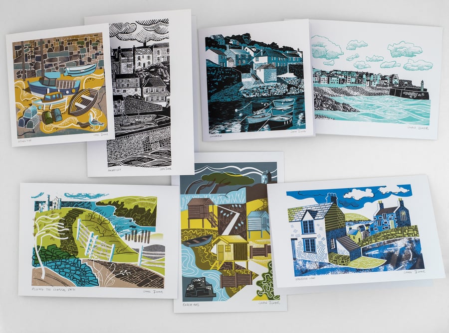 "Places" Coastal cards set, greetings cards, x7 cards