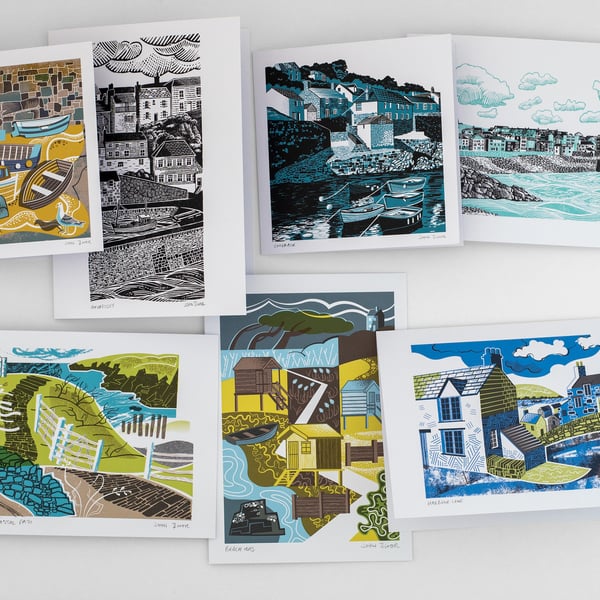 "Places" Coastal cards set, greetings cards, x7 cards