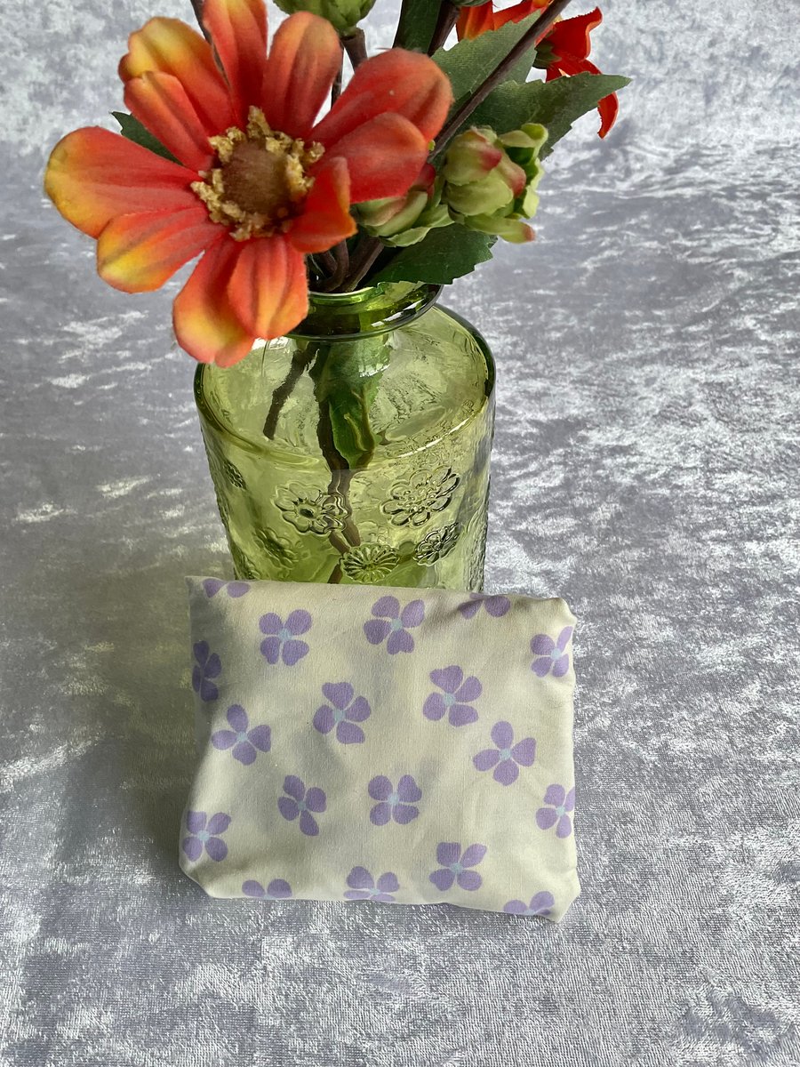 ECO COTTON FOLD AWAY POCKET SHOPPING BAG REUSABLE GIFT in LILAC PETALS