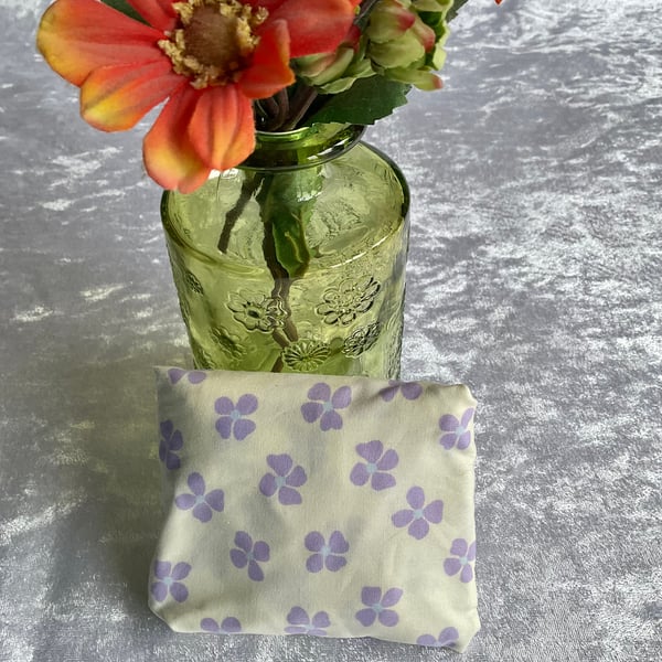 ECO COTTON FOLD AWAY POCKET SHOPPING BAG REUSABLE GIFT in LILAC PETALS