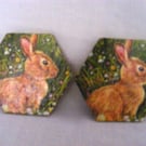 Set of 2 Rabbit Coasters.