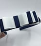 Navy Hairband with 5 Layer Navy and White Two-tone Straight Bow - Image 3