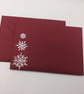 Christmas red envelope - white snowflake pattern, winter theme, hand embossed - 