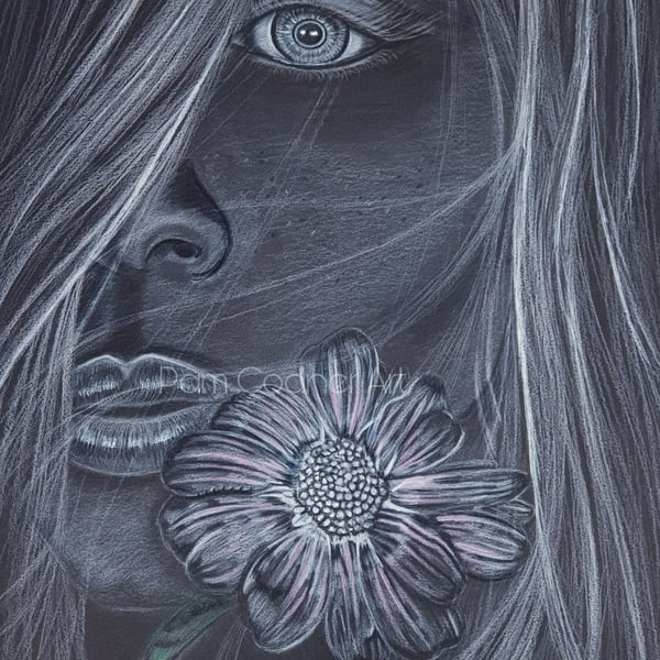 Sunflower Art, Sunflower Drawing, Flower Art, Portrait Drawing,  A4