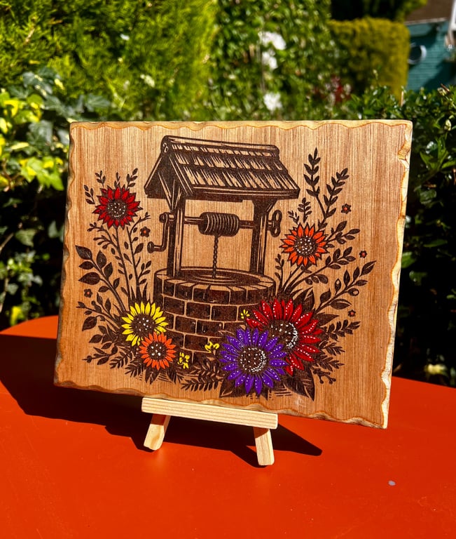 Personalised Wishing Well Wooden Plaque – Bespoke Rustic Sign – Custom Good Luck