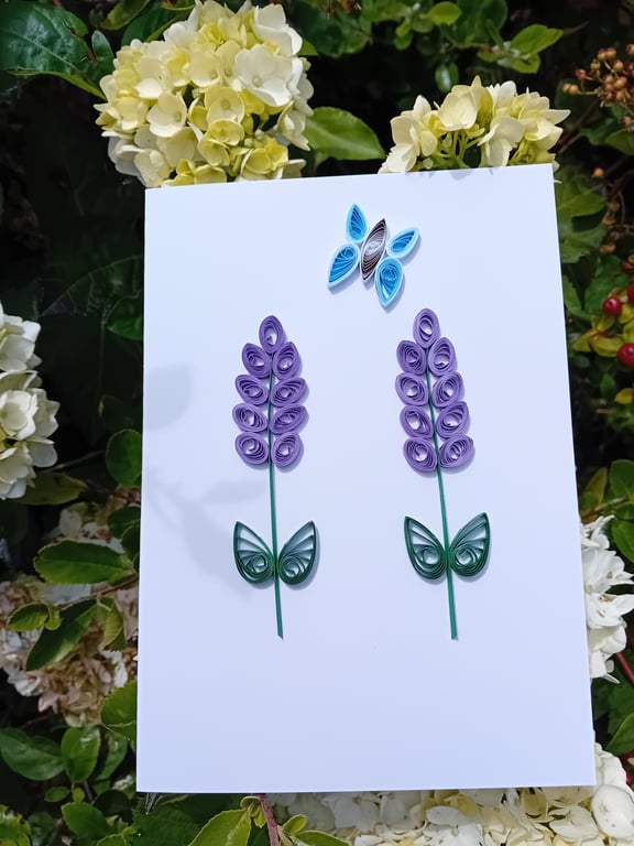 Quilled Lavender & Butterfly Greetings Card