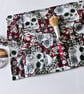 Red Skull Make Up Brush Roll,  Gothic Skulls Goth Gift Handmade - Image 1