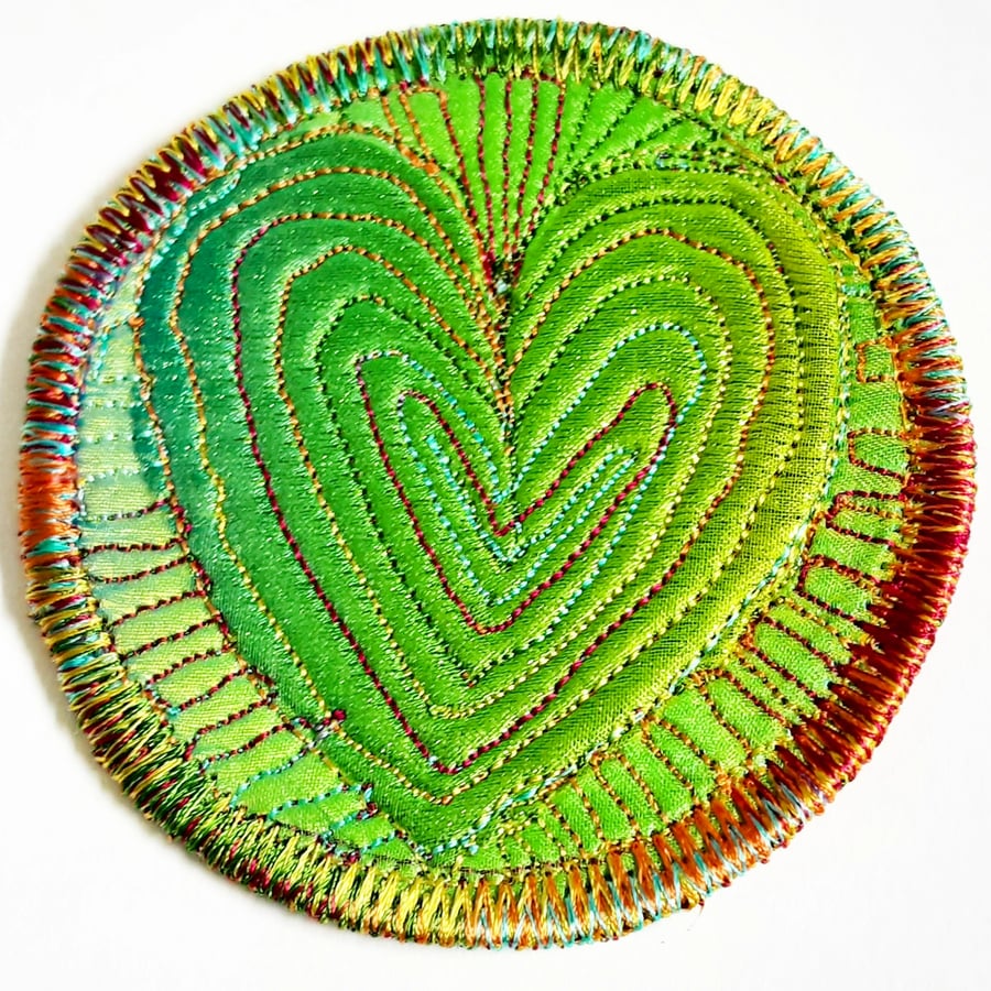 Textile Brooch Free Machine Embroidery 