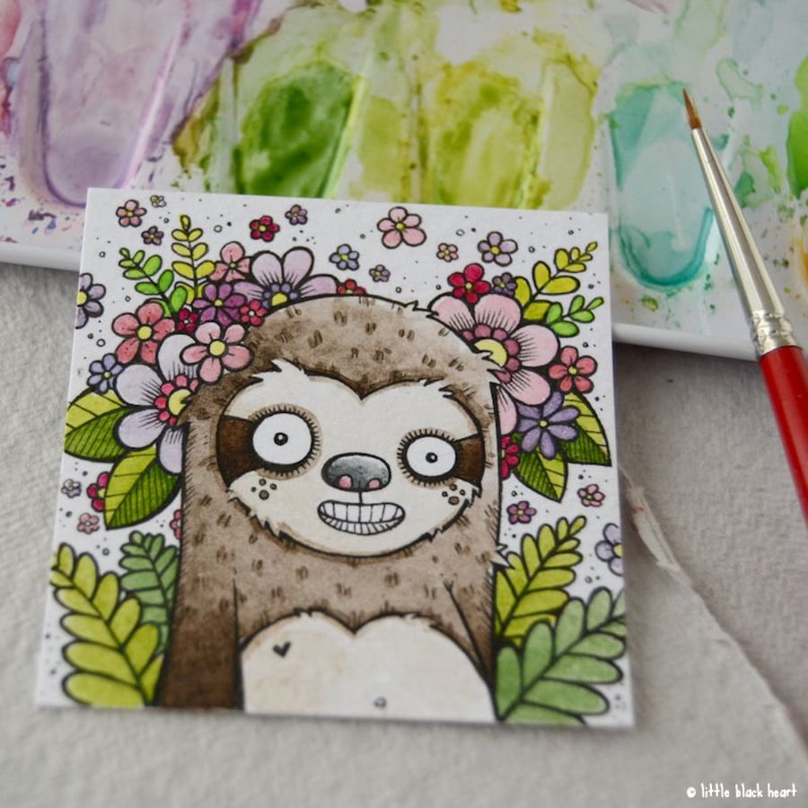 sloth with a floral crown - original twinchie