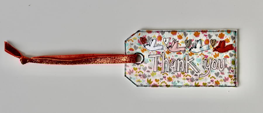 'Thank you' Number 2 - Handmade Fabric Gift Tag