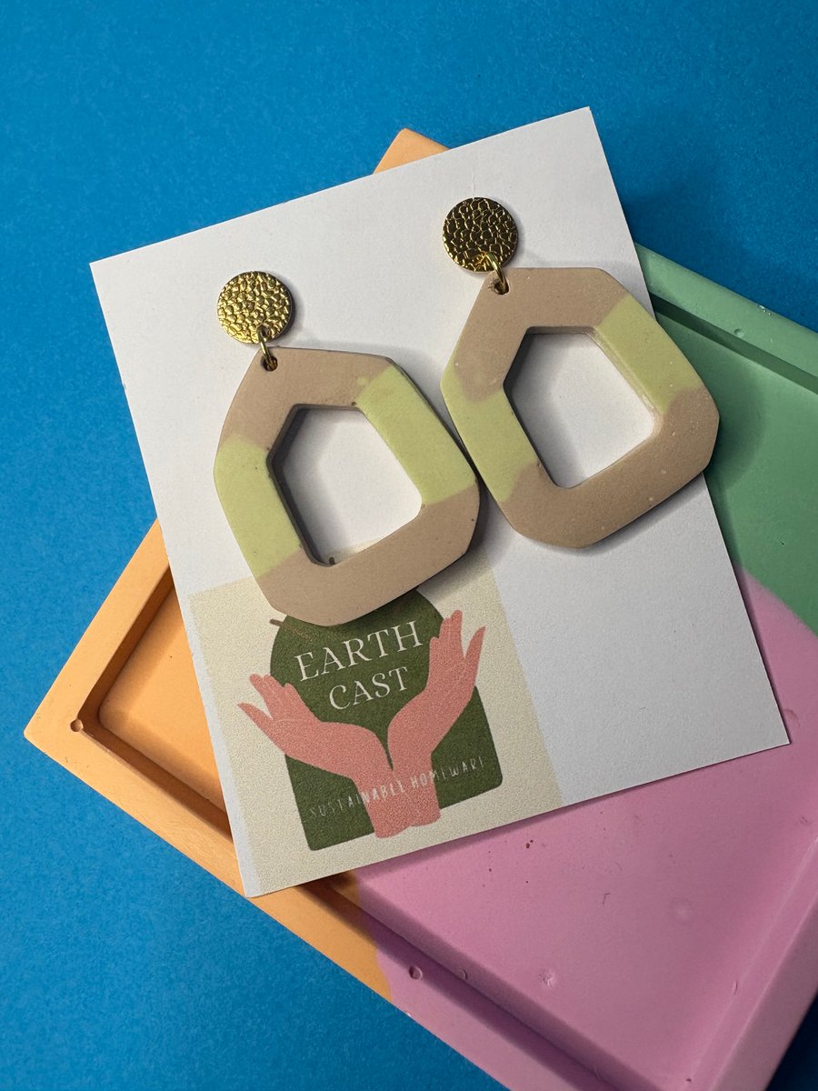 Eco Friendly Latte Avocado Geometric Hypoallergenic Dangle Earrings