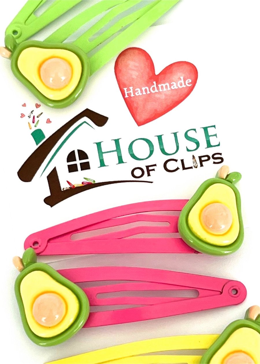 Eat Your Avocados Hair Clips x2 - Avocado Hair Slides Gift - Avocado Fun Hair Cl