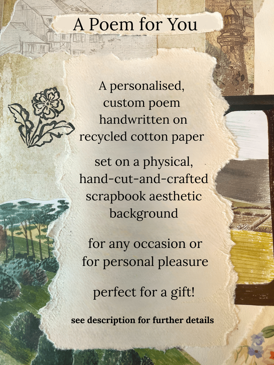 Handwritten Poetry set in a Custom Handmade Scrapbook Background