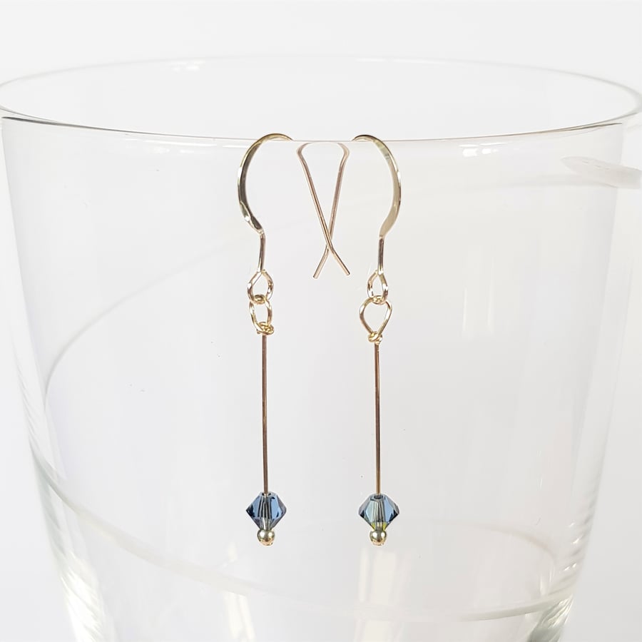 Swarovski Crystal Single Drop Earrings - Cornflower Blue
