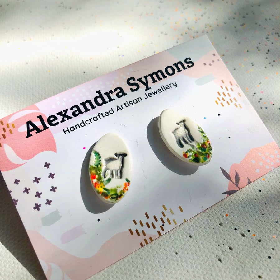 LAMB CERAMIC EARRINGS 