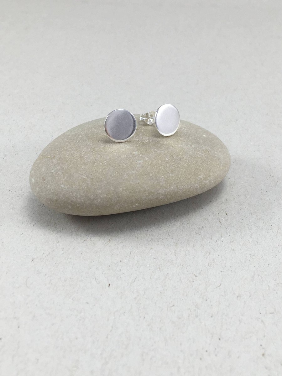 10mm Sterling Silver Circle Stud Earrings