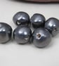 6 Medium Metallic Pewter Glazed Clay Beads - Image 2