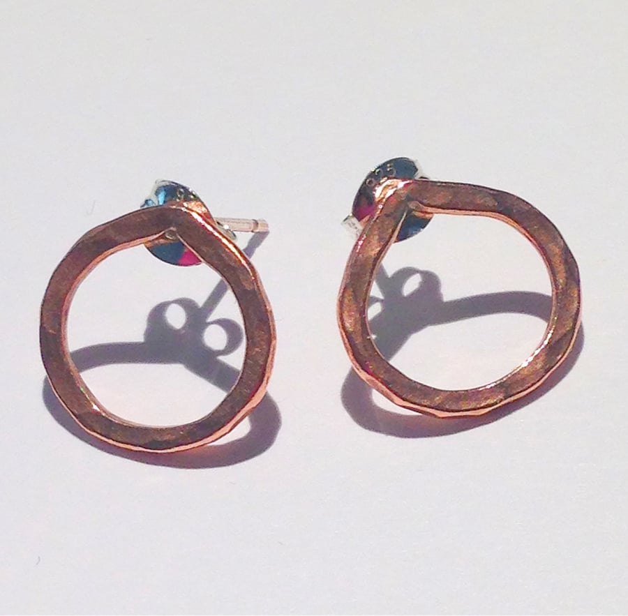 Handmade Copper Stud Earrings - UK Free Post