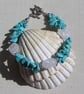Turquoise Magnesite & Crackled Clear Quartz Gemstone Bracelet "Embo Dew"