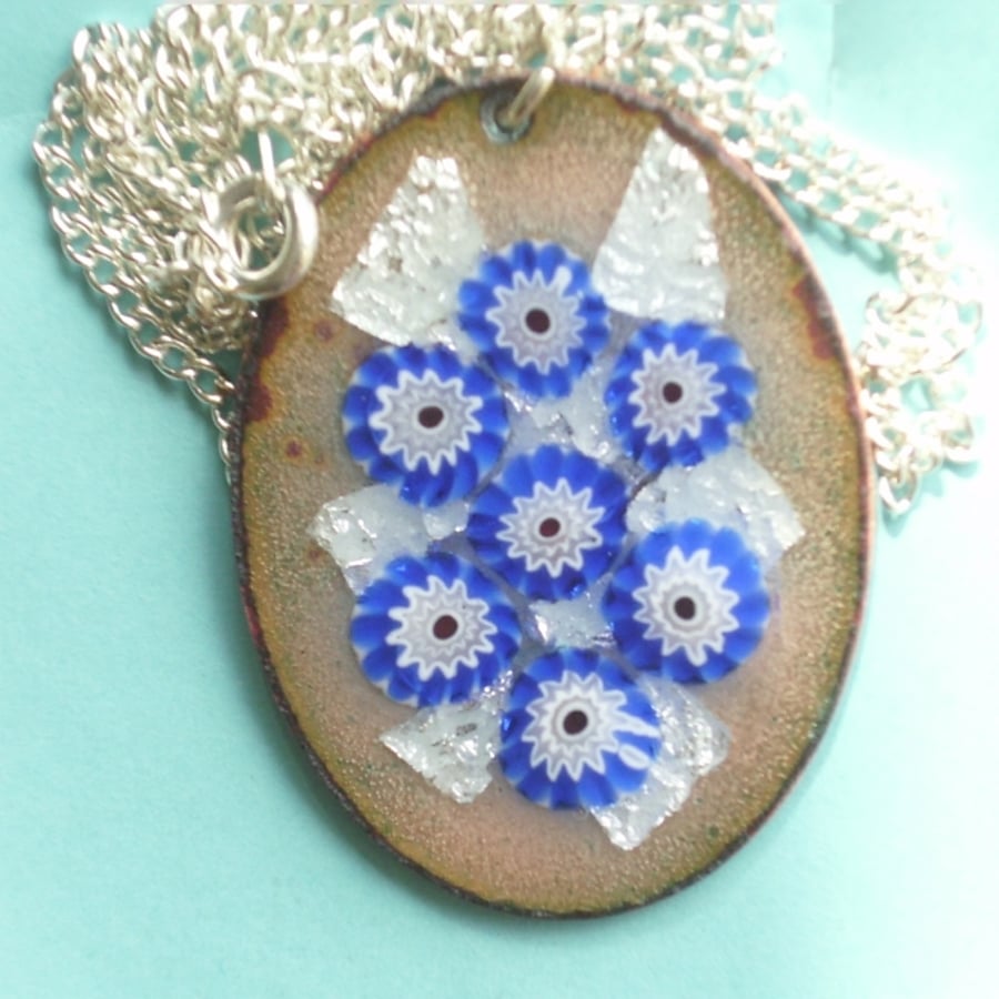 Large millefiore pendant - blue