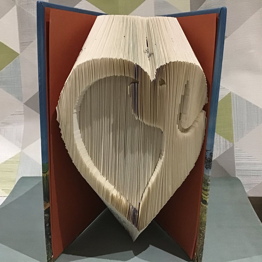 SALE Folded Book Art - Book Sculpture- Dog within a Heart