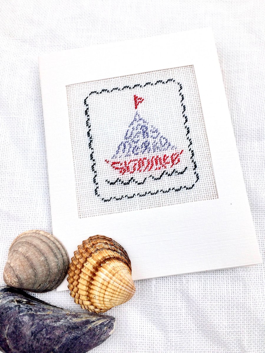 Sale... A Very Merry Summer.Birthday.Father's Day.Retirement Petit Point Card 