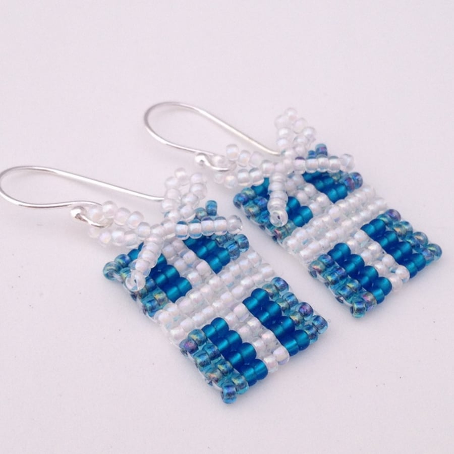 Blue Christmas Present Earrings